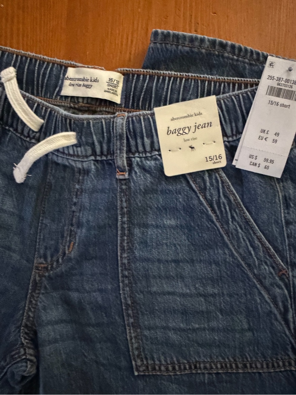 Abercrombie Kids Low Rise Baggy Jeans 15/16Short NWT - Picture 6 of 6